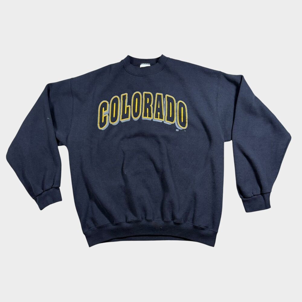 Vintage 90s Colorado Sweatshirt XL Tultex Superweight Made in USA Black Crew
